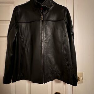 Raiders men black leather jacket